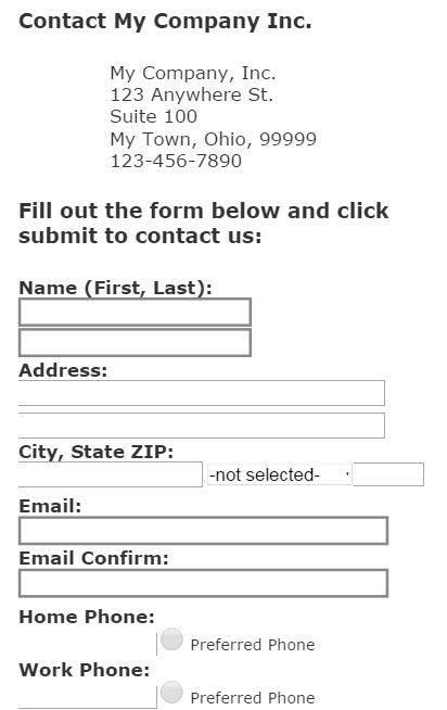 Contact Form Mobile