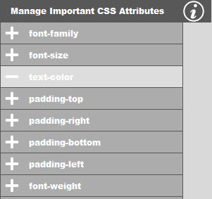 Important CSS attribute set to on