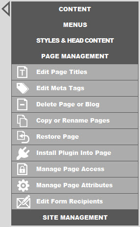 page management menu