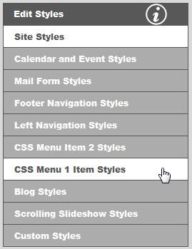 select css menu items style sheet