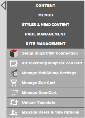 site management menu