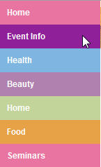 vertical menu with individual colors for each item