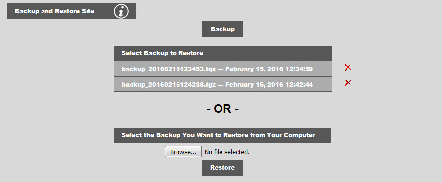 Backup/Restore Console