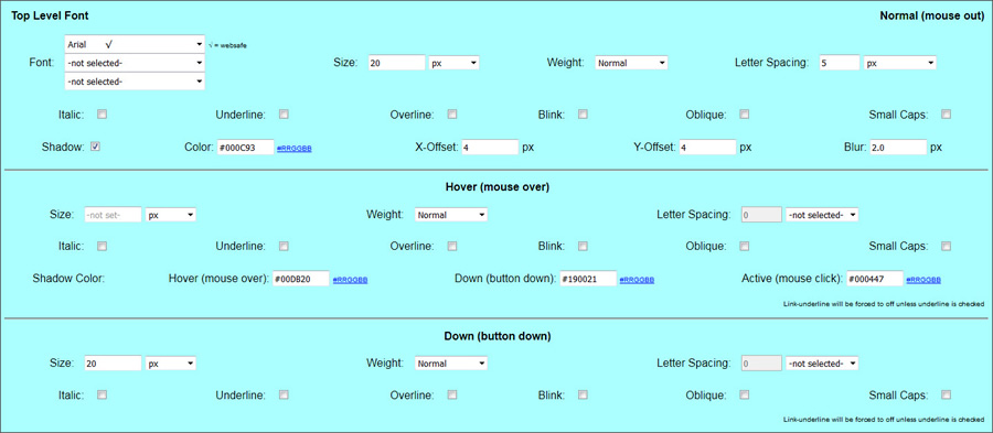 edit css menu styles