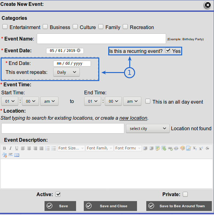 Extension of Add and Edit Event Form 
