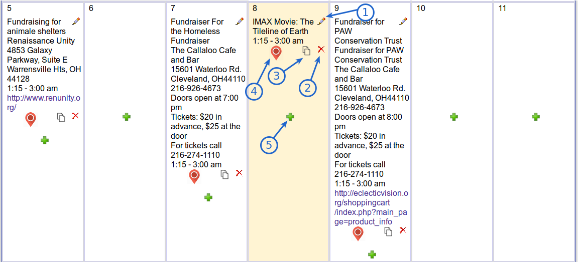 events on the calender