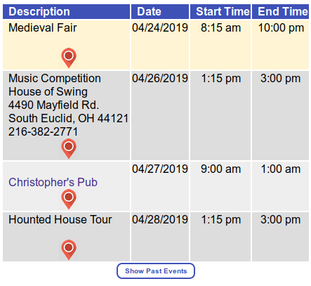 Events Grid