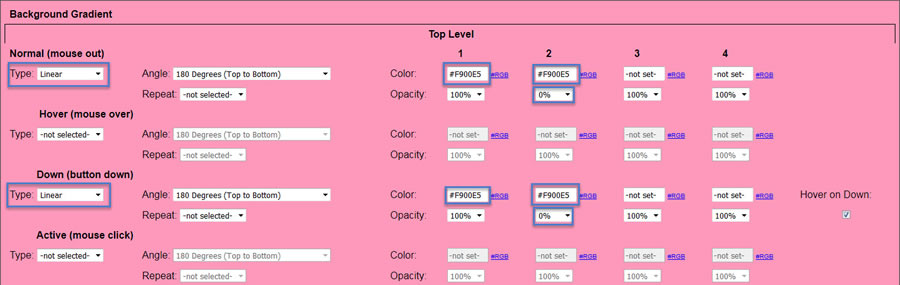 set background from color to transparent