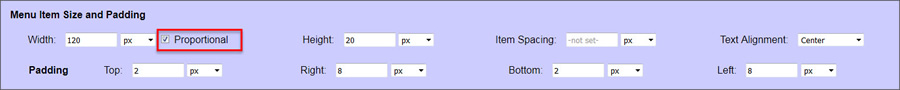set menu item width to proportional