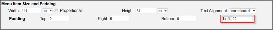 menu item left padding