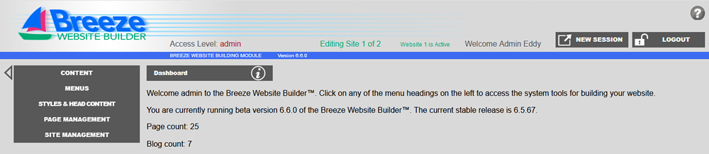 Multi-site Breeze header