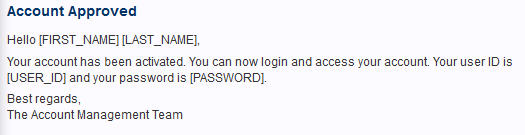 new account welcome message