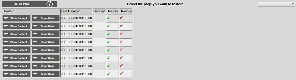 new restore page buttons