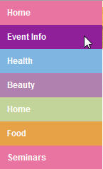 vertical menu with individual colors for each item
