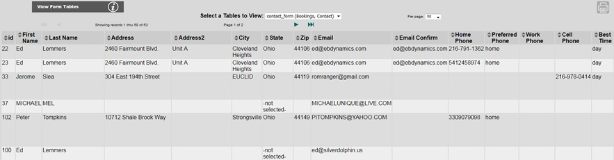 View Form Tables